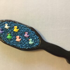 Blue Duckie Inlay Wooden Hairbrush Paddle